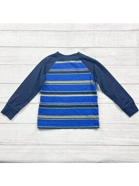 Gymboree Boys Long Sleeve Striped Raglan Shirt Blue Cotton Casual 6